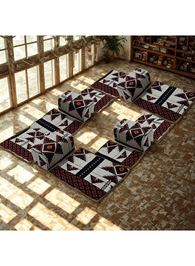 SMART HOME 4-piece waterproof floor seating set for 8 people – includes a floor mat with armrests – foldable for everyday use – perfect for living rooms and lounges. - Image 1